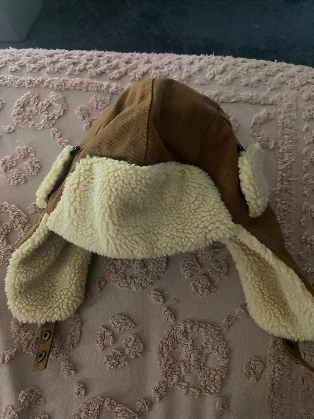 Men’s Brown Faux-Shearling Trapper Hat